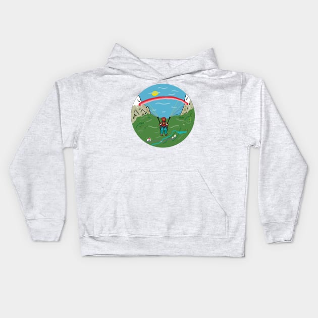 Paragliding Kids Hoodie by Mark Ewbie